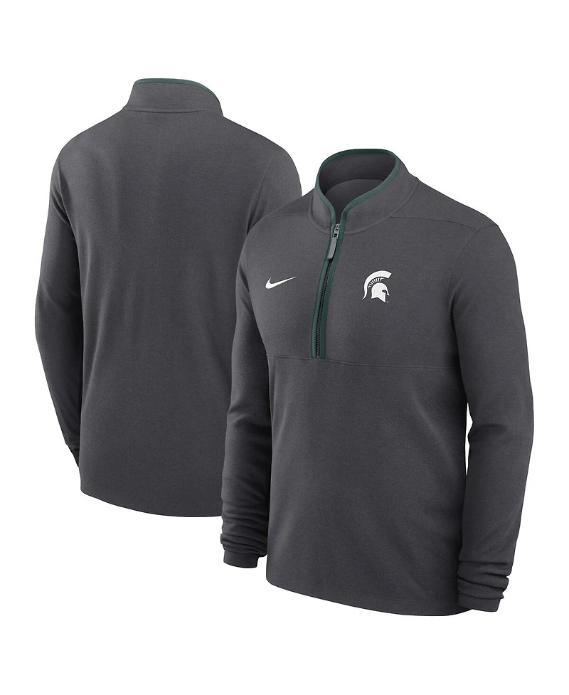 Nike Men's Anthracite Michigan State Spartans Courtside Victory Dri-fit Half-Zip Pullover Sweatshirt