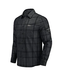 Darius Rucker Collection by Fanatics Men's Black New Orleans Saints Micro Corduroy Plaid Button Up Shirt