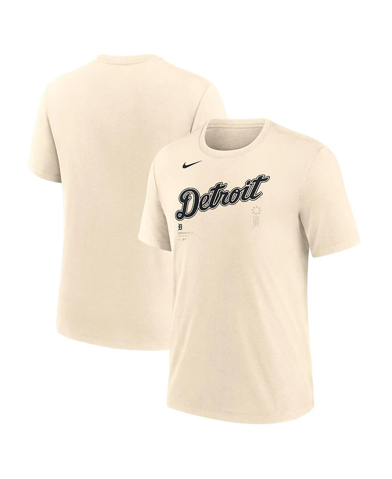 Nike Men's Natural Detroit Tigers Wordmark Tri-Blend T-Shirt