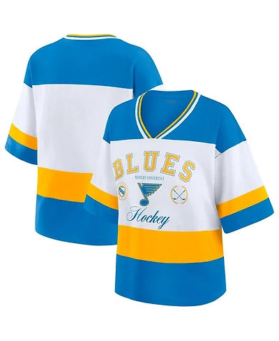 Wear by Erin Andrews Women's Blue/White St. Louis Blues Jersey Style T-Shirt