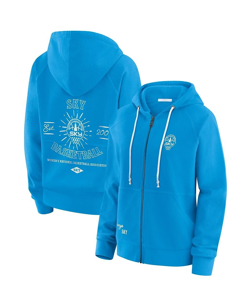 Wear by Erin Andrews Women's Sky Blue Chicago Vintage Full-Zip Raglan Hoodie