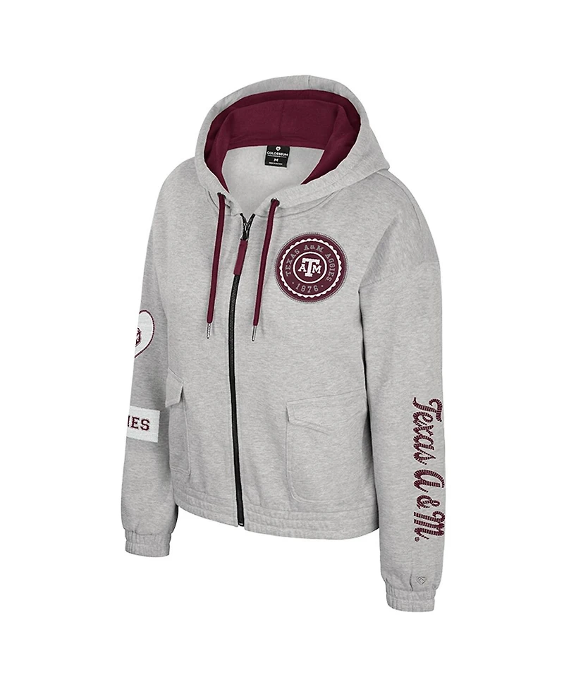Colosseum Women's Gray Texas A&M Aggies Alfie Full-Zip Hoodie Jacket