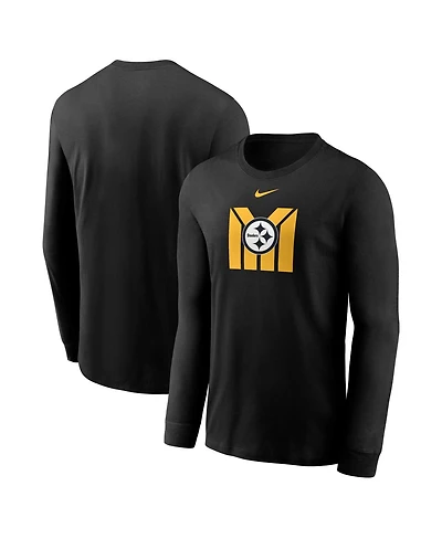 Nike Men's Black Pittsburgh Steelers Team Outline Essential Long Sleeve T-Shirt