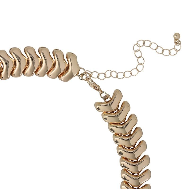 Bcbg Chunky Gold-Tone Chevron Chain Necklace - 15 + 3.5''