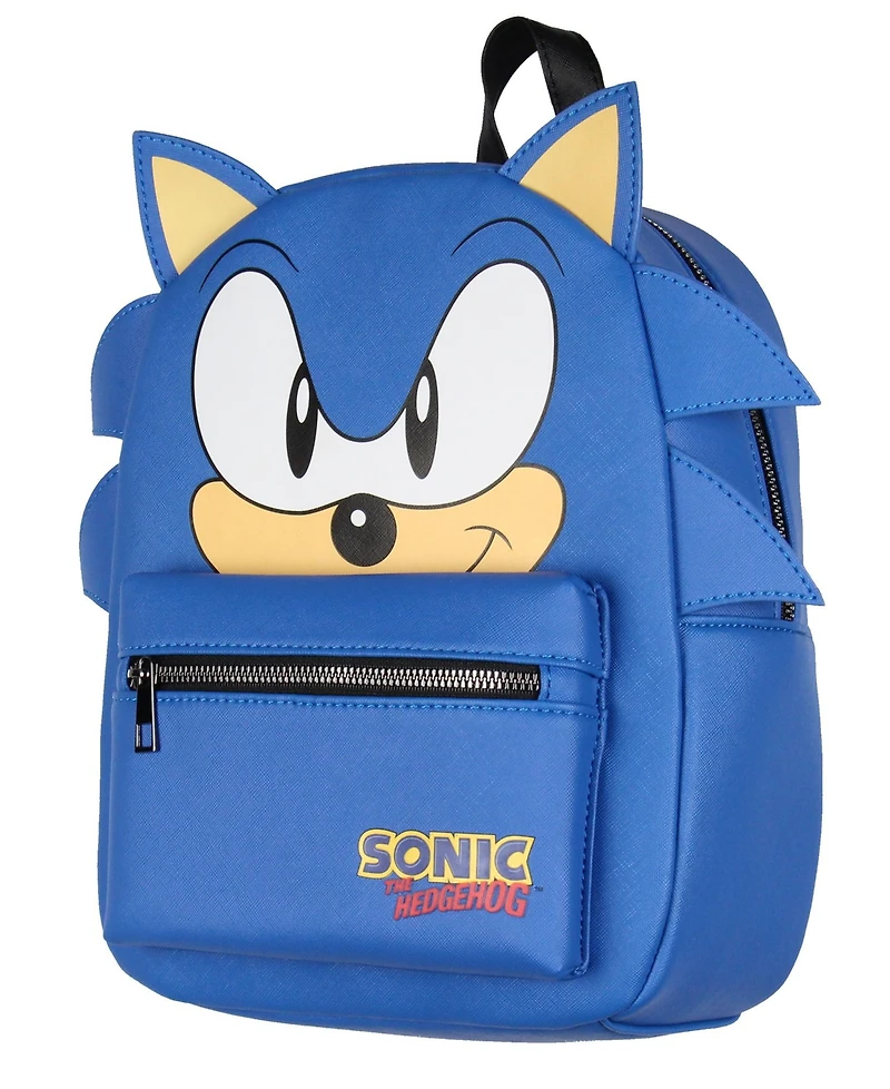 Sonic The Hedgehog Character with 3-d Ears and Quills Mini Faux Leather Backpack For Men and Women