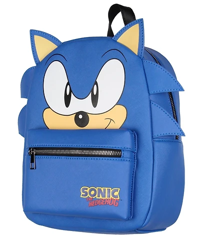 Sonic The Hedgehog Character with 3-d Ears and Quills Mini Faux Leather Backpack For Men and Women