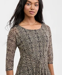 Robbie Bee Women's Printed Tie-Waist Midi Dress