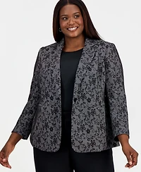 Kasper Plus Floral Print One-Button Blazer