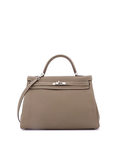 Pre-Owned HERMES Kelly 35 Handbag Grey Togo with Palladium Hardware