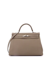 Pre-Owned HERMES Kelly 35 Handbag Grey Togo with Palladium Hardware
