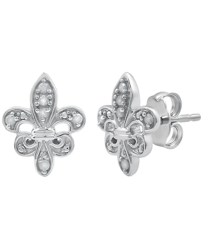 Macy's Diamond Fleurdelis Earrings (1/10 ct. t.w.) in Sterling Silver