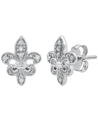 Macy's Diamond Fleurdelis Earrings (1/10 ct. t.w.) in Sterling Silver