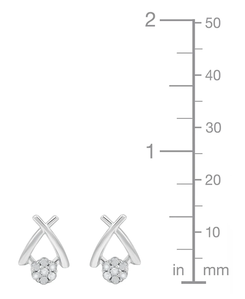 Macy's Diamond Back Post Earrings (1/10 ct. t.w.) in Sterling Silver