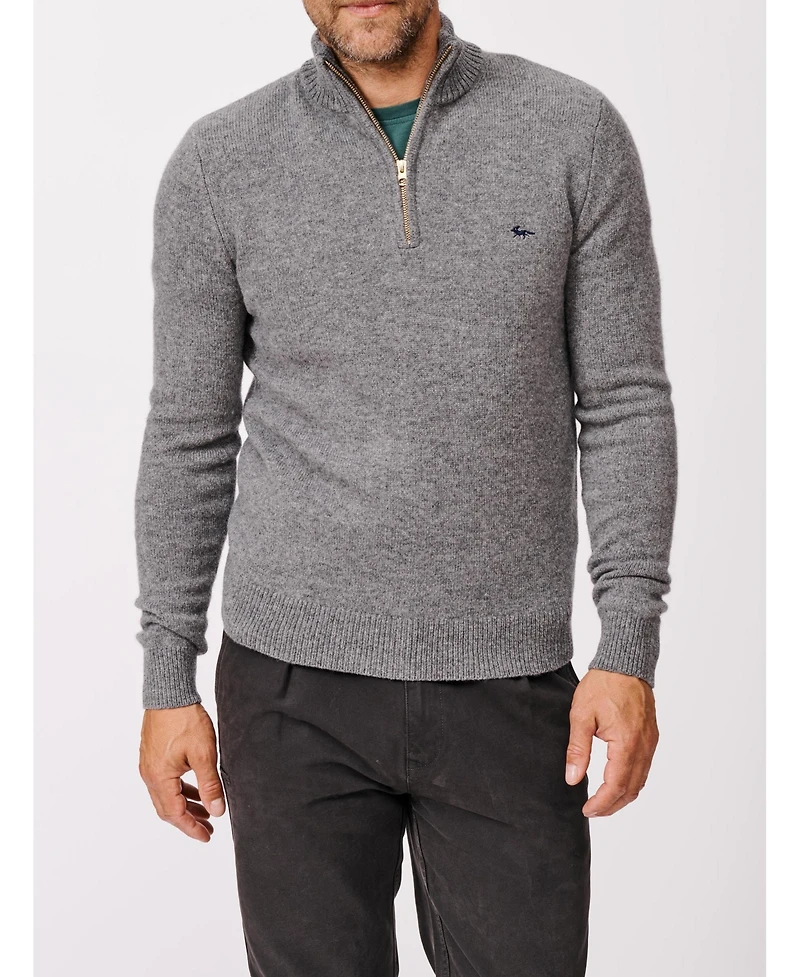 Aubin Men's Pepper Lambswool Zip Neck Sweater