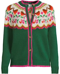 Lands' End Women's Lofty Fair Isle Cardigan Sweater