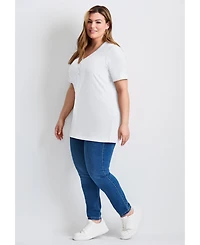 Avenue Women's Short Sleeve Henley Tunic