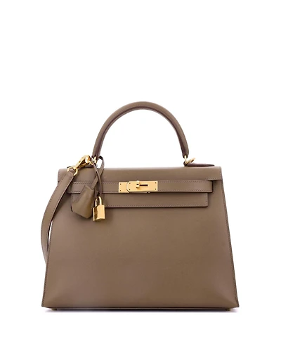 Pre-Owned Hermes Kelly 28 Handbag Brown Madame with Gold Hardware