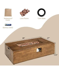 Mecale 48 x 27Inch Outdoor Gas Fire Pit Table 50,000 Btu with Lava Rocks and Cover