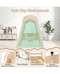 8-in-1 Indoor Jungle Gym Wooden Playground with Swing and Climbing Wall