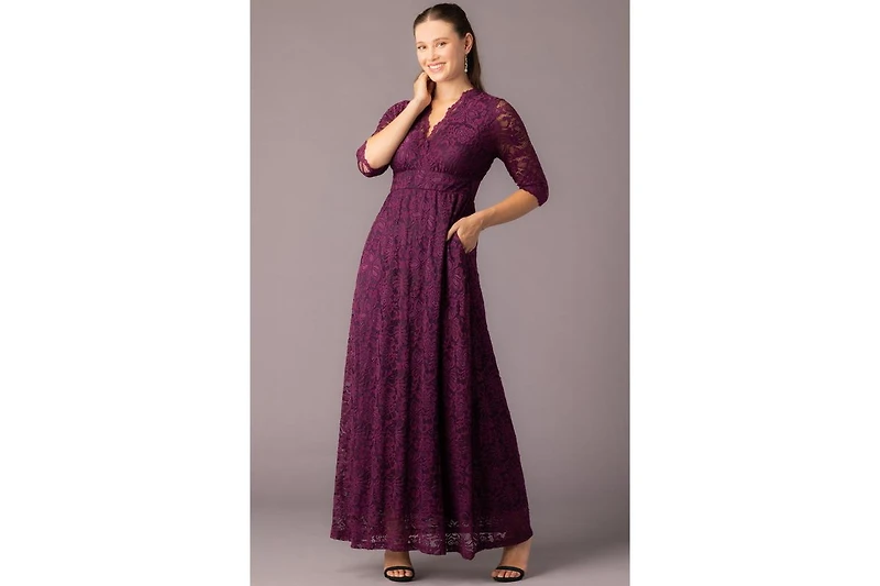 Kiyonna Women's Maria Lace A-Line Evening Gown with Pockets