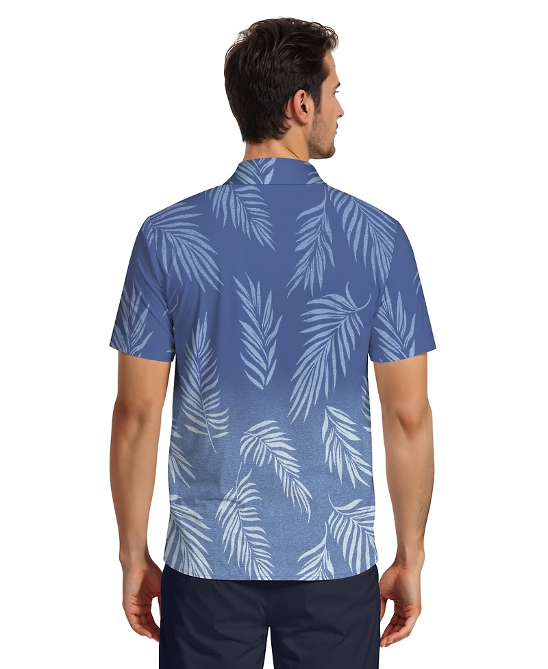 Pga Tour Men's Botanical Print Short-Sleeve Button-Down Woven Golf Shirt