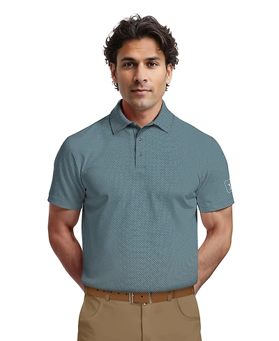 Pga Tour Men's Micro Geometric Print Short-Sleeve Golf Polo Shirt