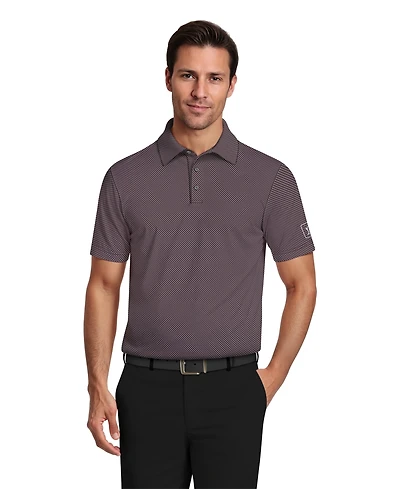 Pga Tour Men's Micro Geometric Print Short-Sleeve Golf Polo Shirt