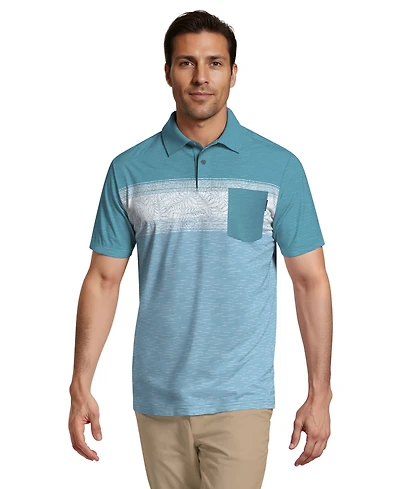 Pga Tour Men's Engineered Textured Color-Block Short-Sleeve Golf Polo Shirt