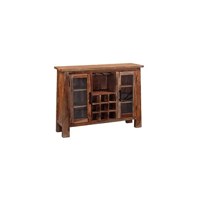 Kalispell Solid Sheesham Wood Bar Cabinet, Brown