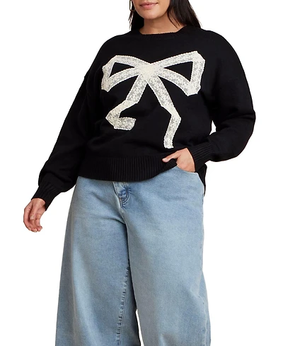 Eloquii Women's Lace Bow Sweater