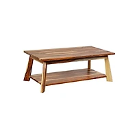 Porter Designs Kalispell Solid Sheesham Wood Coffee Table, Natural