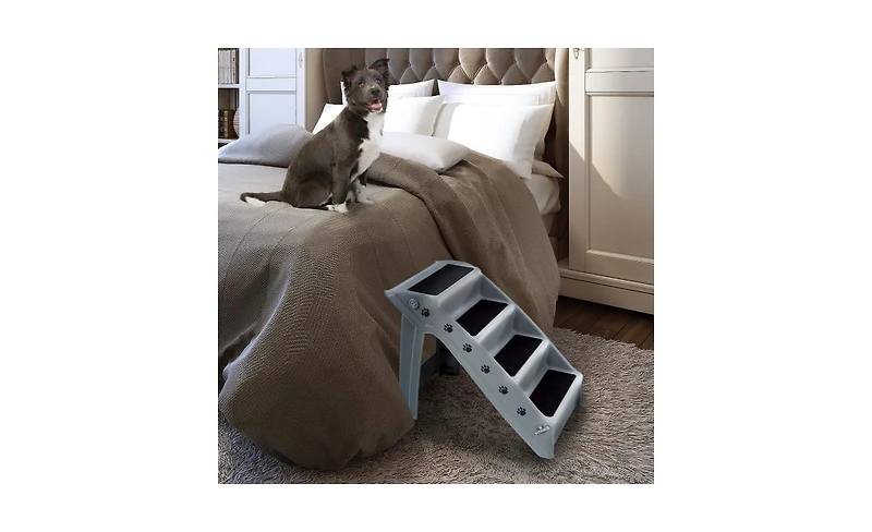 Petmaker 4-Step Foldable Dog Stairs, Gray