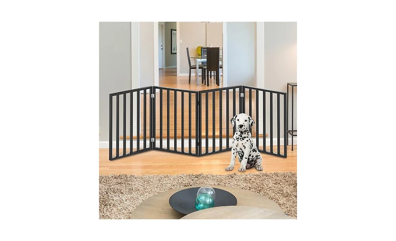 Pet Adobe 4-Panel Indoor Foldable Pet Gate, Black