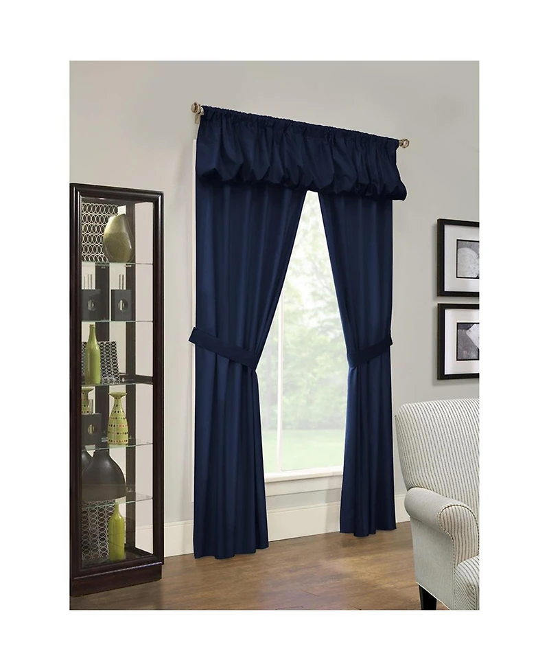 Commonwealth Prescott 5-Piece Window Covering Set With 3" Rod Pocket - 80"x63" - Navy