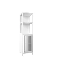 Airsurfer 52 Inch Tall White Linen Tower Bamboo Storage Cabinet Freestanding Storage Cabinet for Bathroom Bedroom and Living Room
