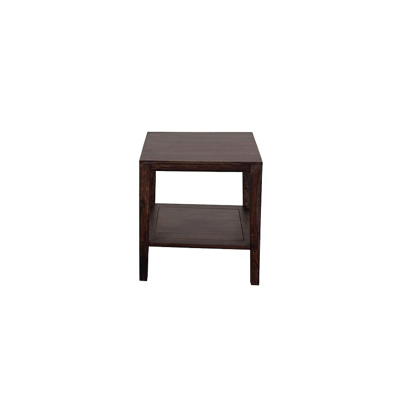 Porter Designs Fall River Solid Sheesham Wood End Table, Gray