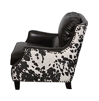 Porter Designs Wrangler Leather-look & Cow Pattern Accent Chair, Brown