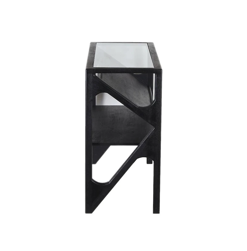 Canberra Solid Mango Wood Console Table, Black