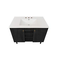 Swiss Madison 36" Freestanding Bathroom Vanity in Oak with 3-Hole Widespread Sink Top