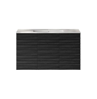 Swiss Madison Cascade 36" Wall-Mounted Bathroom Vanity in Black Oak with Sink Top