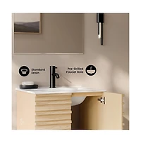 Swiss Madison Cascade 24" Wall-Mounted Bathroom Vanity in Natural Oak with Sink Top