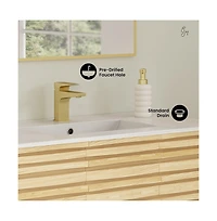 Swiss Madison Cascade 36" Freestanding Bathroom Vanity in Natural oak with Sink Top