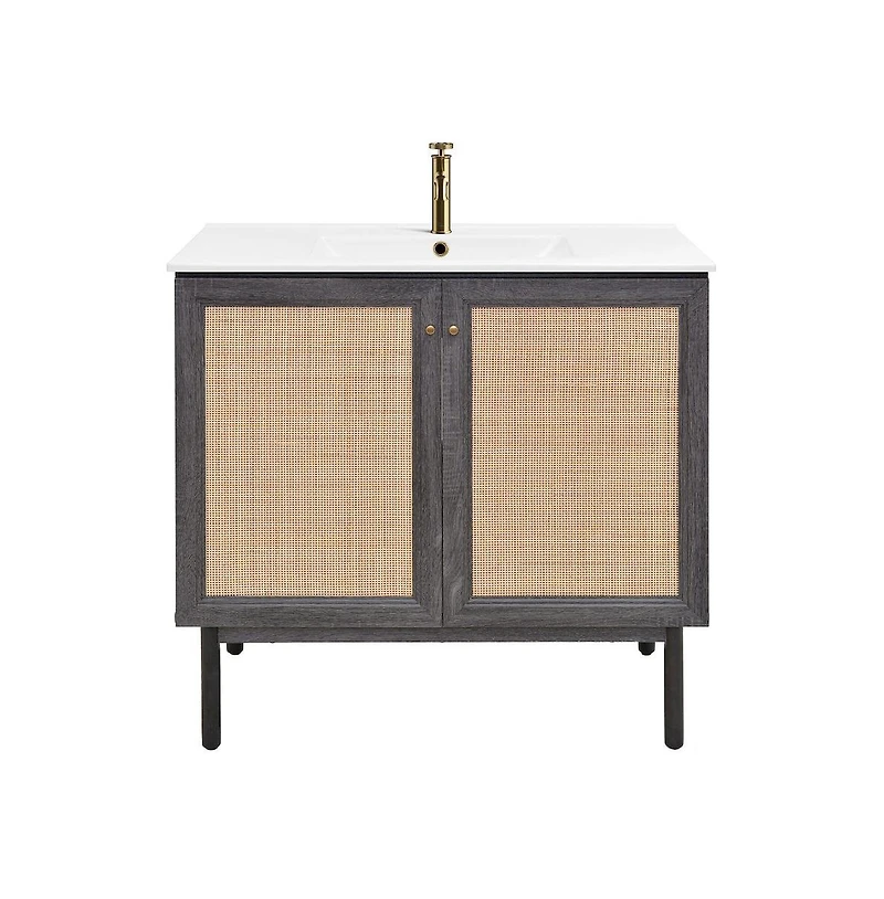 Swiss Madison Classe 36" Freestanding Bathroom Vanity in Black Oak with Sink Top