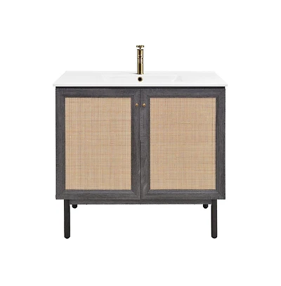 Swiss Madison Classe 36" Freestanding Bathroom Vanity in Black Oak with Sink Top