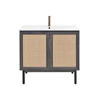 Swiss Madison Classe 36" Freestanding Bathroom Vanity in Black Oak with Sink Top