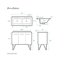 60 in. Double Basin Bathroom Vanity, 3-Hole Artificial Stone Sink Top