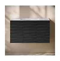 Swiss Madison 36" Wall-Mounted Bathroom Vanity in Black Oak with 3-Hole Widespread Sink Top