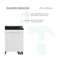 Swiss MadisonAnnecy 24 in. White Bathroom Vanity With Black, 3-Hole Ceramic Sink Top