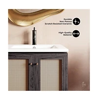 Swiss Madison Classe 24" Freestanding Bathroom Vanity in Black Oak with Sink Top