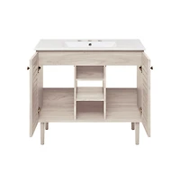Swiss Madison 36" Freestanding Bathroom Vanity in White Oak with 3-Hole Widespread Sink Top